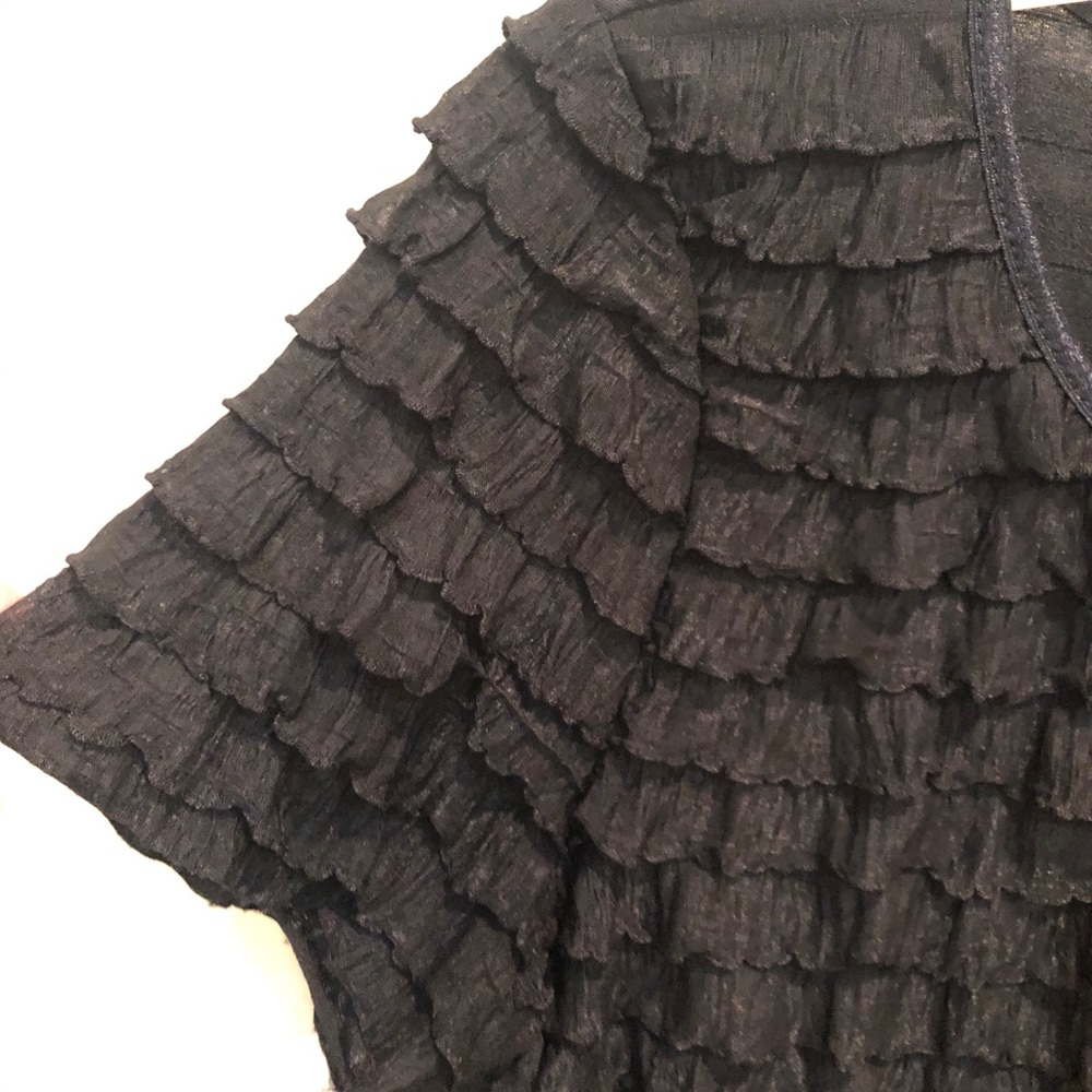 NY Collection Ruffled Black Top - Picture 3 of 7